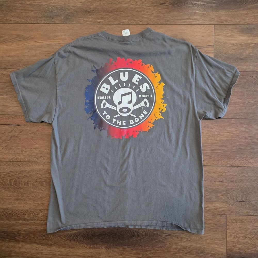 MITCHELL CREATIVE Blues To Bones T Shirt Mens XL Gray 100% Cotton